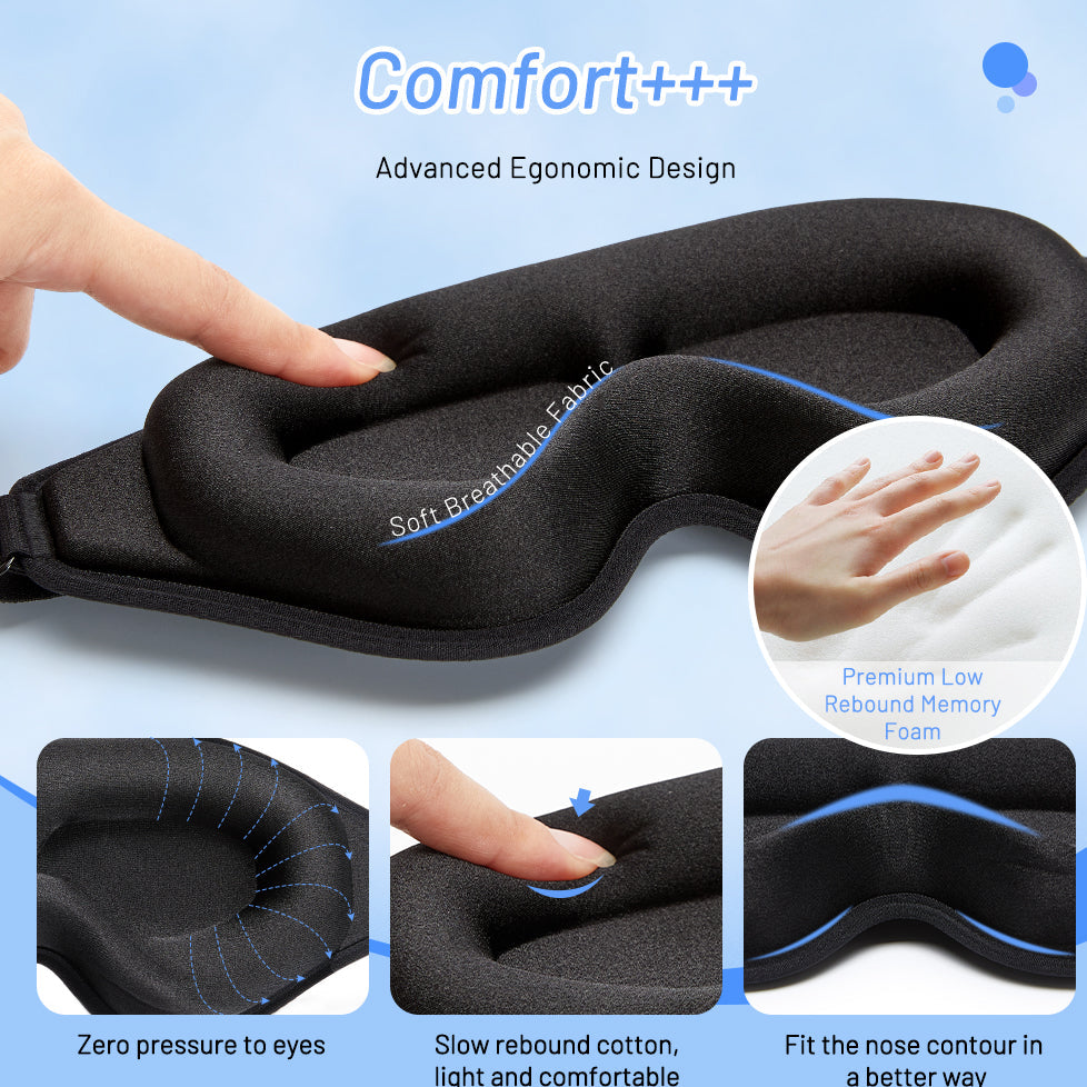 3D Natural Memory Foam Sleep Mask for Comfort